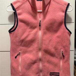 Vineyard Vines Pink Fleece Vest with Navy Accents